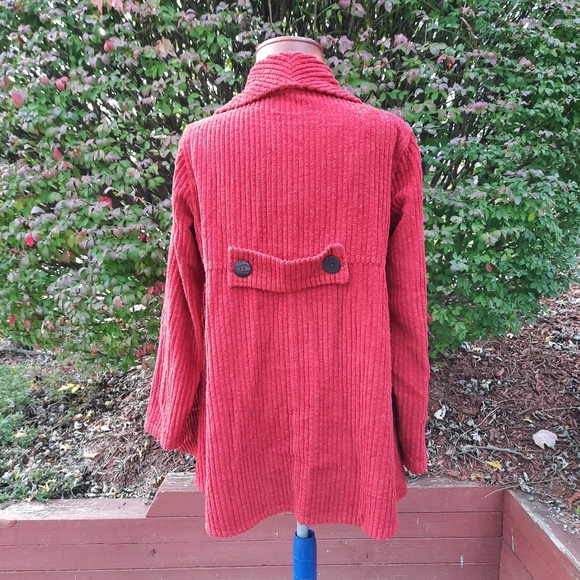 Vintage 90's Wide Wale Corduroy Shark Bite Drapey Open Jacket Blazer Fall - Picture 3 of 6